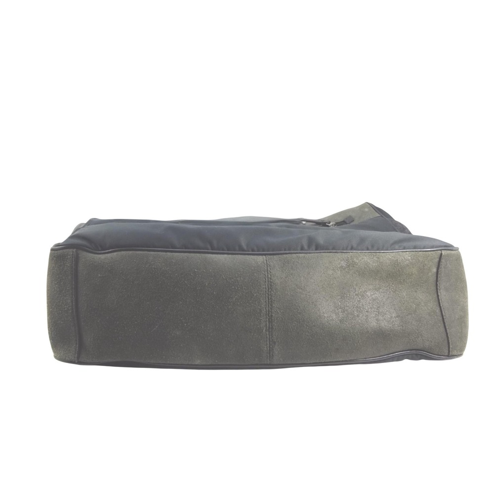 Coach Thompson‎ Mixed Media Puffer Weekender Tote Black Olive Green Nylon Suede - Picture 5 of 6